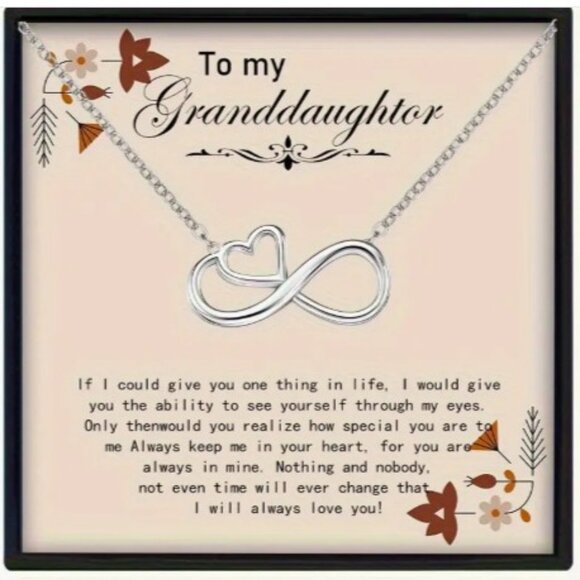 Granddaughter Jewelry - Elegant Silver Infinity Heart Necklace for Granddaughter